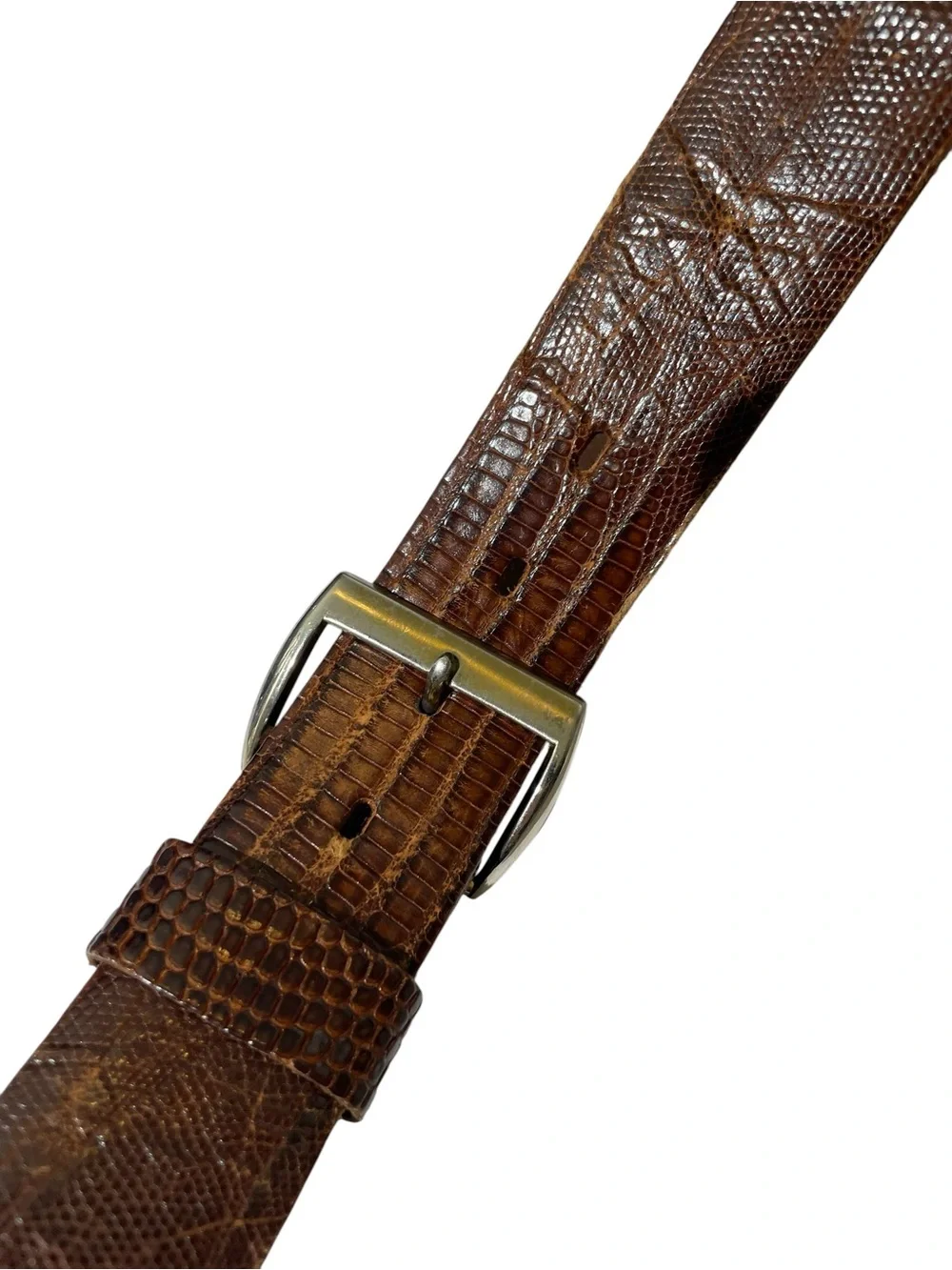 VINTAGE GENUINE LIZARD Brown Men's Sz 34 Western Belt Leather Southwestern